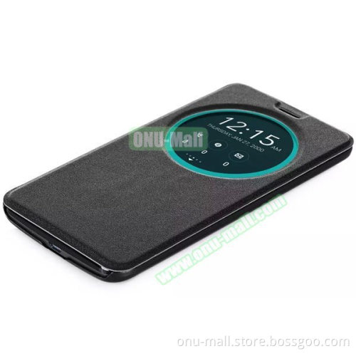 With Circle View Window Frosted Pattern Flip Leather Case for ASUS ZenFone 2 ZE551ML Cover